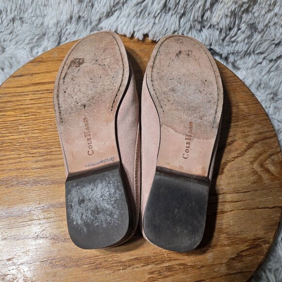Cole Haan Womens Size 8B Pink Suede Mules Retro Slip On Tasseled Heeled Shoe - Picture 5 of 12